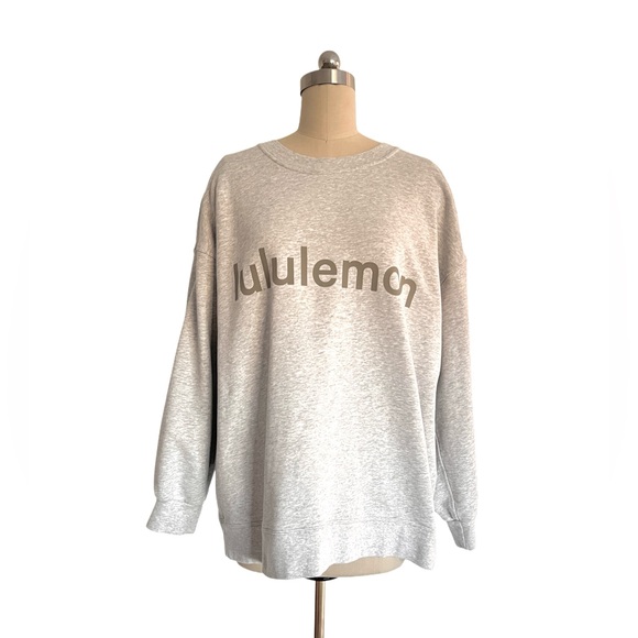 Lululemon Oversized Gray Logo Sweatshirt long sleeves crew neck sport lounge 16 - Picture 8 of 13